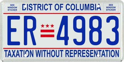 DC license plate ER4983