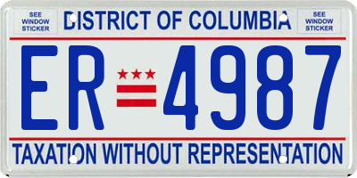 DC license plate ER4987
