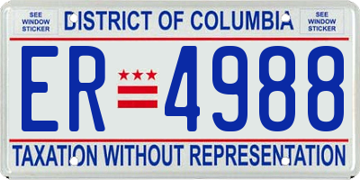 DC license plate ER4988