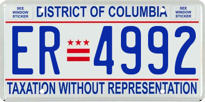 DC license plate ER4992