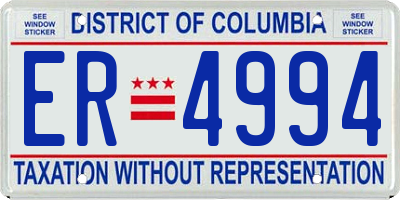 DC license plate ER4994