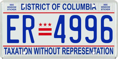 DC license plate ER4996