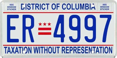 DC license plate ER4997