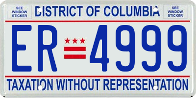 DC license plate ER4999