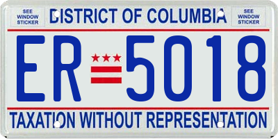 DC license plate ER5018