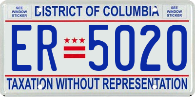 DC license plate ER5020
