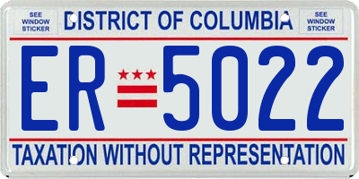 DC license plate ER5022