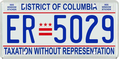 DC license plate ER5029