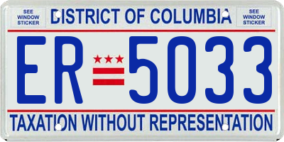 DC license plate ER5033