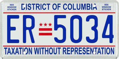 DC license plate ER5034