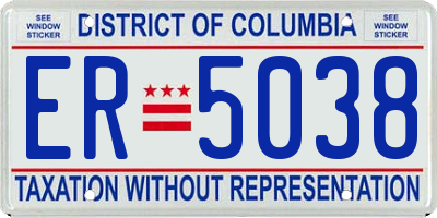 DC license plate ER5038