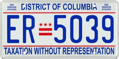 DC license plate ER5039