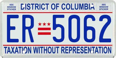 DC license plate ER5062