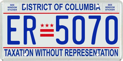 DC license plate ER5070