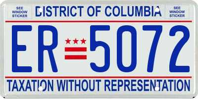 DC license plate ER5072
