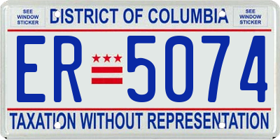 DC license plate ER5074