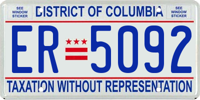 DC license plate ER5092