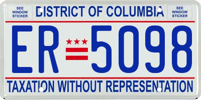 DC license plate ER5098