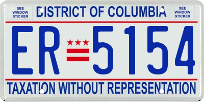 DC license plate ER5154