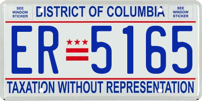 DC license plate ER5165