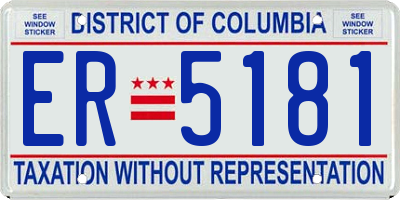 DC license plate ER5181