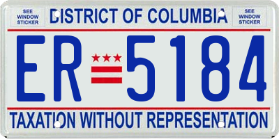 DC license plate ER5184