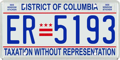 DC license plate ER5193
