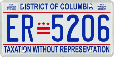DC license plate ER5206