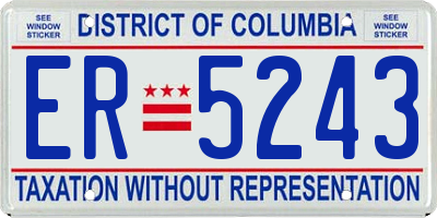 DC license plate ER5243