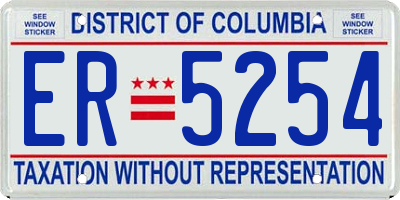 DC license plate ER5254