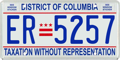 DC license plate ER5257