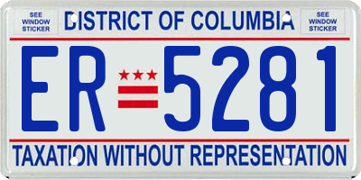 DC license plate ER5281