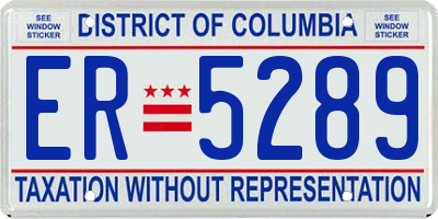 DC license plate ER5289