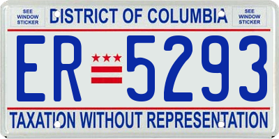 DC license plate ER5293