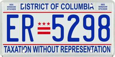 DC license plate ER5298