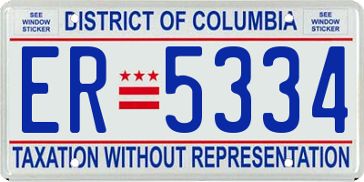 DC license plate ER5334