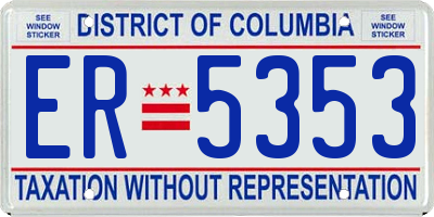 DC license plate ER5353