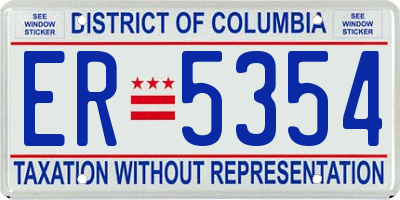 DC license plate ER5354