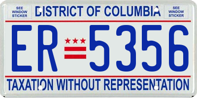 DC license plate ER5356