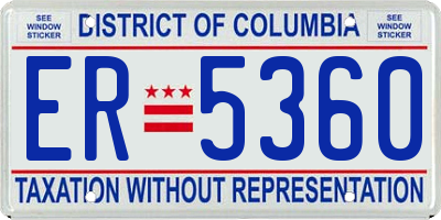 DC license plate ER5360