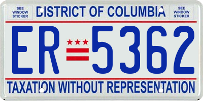DC license plate ER5362
