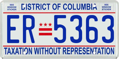 DC license plate ER5363