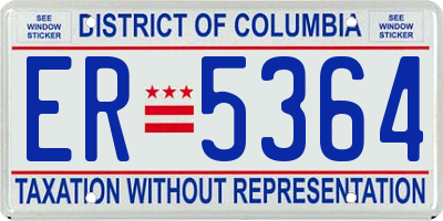 DC license plate ER5364
