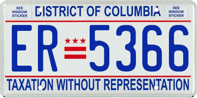 DC license plate ER5366