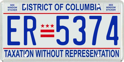 DC license plate ER5374