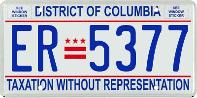 DC license plate ER5377