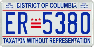 DC license plate ER5380