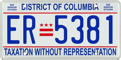 DC license plate ER5381