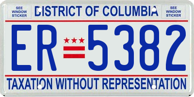 DC license plate ER5382
