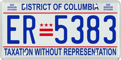 DC license plate ER5383